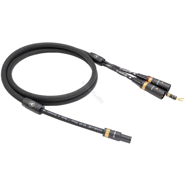 VIABLUE NF-S5 T8 5PIN DIN SME / XLR (Black) - 1.5m - Przewód Gramofonowy (5PIN DIN SME - 2XLR z żyłą uziemiającą)