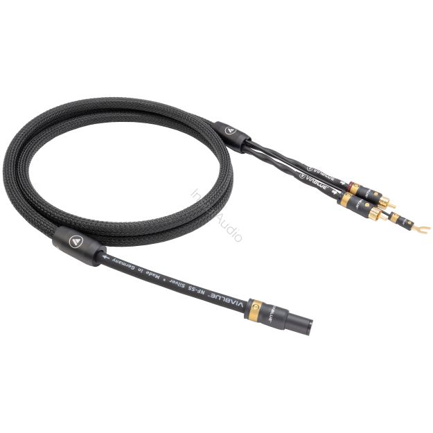 VIABLUE NF-S5 T8 5PIN DIN SME / RCA (Black) - 1.5m - Przewód Gramofonowy (5PIN DIN SME - 2RCA z żyłą uziemiającą)