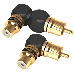 VIABLUE XS RCA Adapters 90° S + XL - Adapter Katowy 1RCA (Wtyk) - 1RCA (Gniazdo)