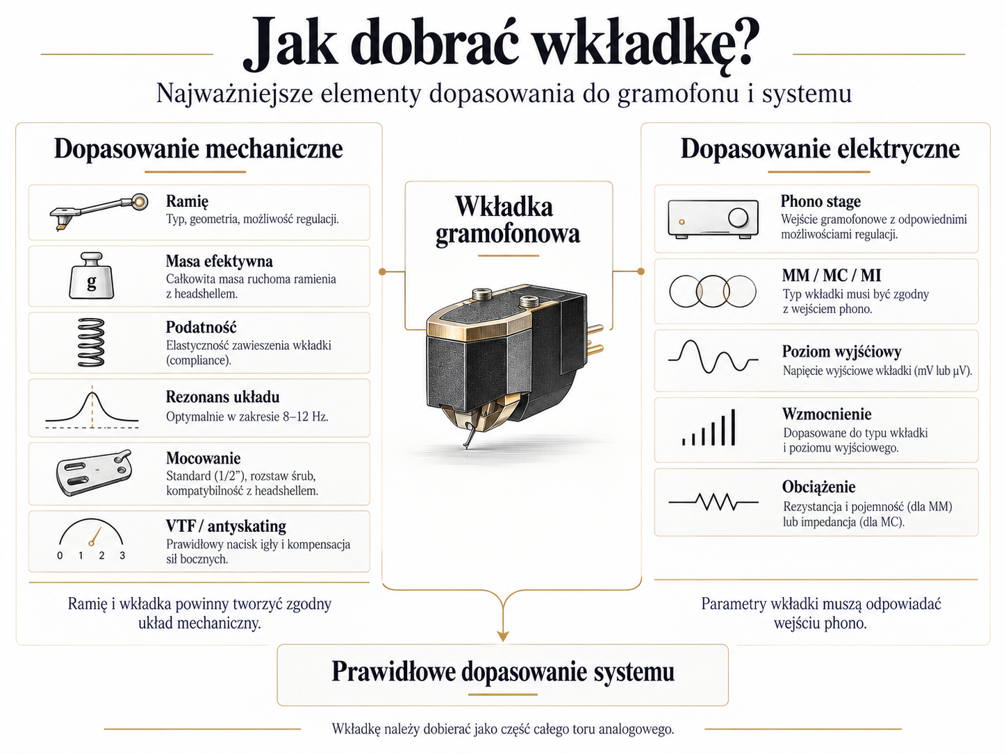 Jak dobrać wkładkę gramofonową do ramienia i przedwzmacniacza phono