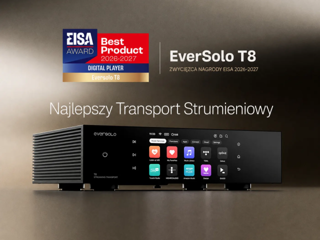 EverSolo T8 zdobywa nagrodę EISA 2026-2027 jako Najlepszy Transport Strumieniowy
